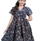 Midnight Bloom Flared V-Neck Floral Dress