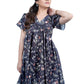 Midnight Bloom Flared V-Neck Floral Dress