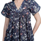 Midnight Bloom Flared V-Neck Floral Dress