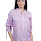 Lavender Satin Tie-Neck Blouse