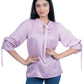 Lavender Satin Tie-Neck Blouse
