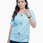 Women’s Light Blue Embroidered Casual Top