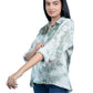 Women’s Green Marble Print Satin Shirt