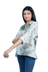 Women’s Green Marble Print Satin Shirt
