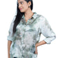 Women’s Green Marble Print Satin Shirt