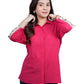 Women’s Solid Fuchsia Pink Shirt with Embroidered Sleeve Detail