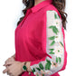 Women’s Solid Fuchsia Pink Shirt with Embroidered Sleeve Detail