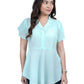 Women’s Mint Green Flared Shirt Top with Collared Neck