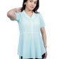 Women’s Mint Green Flared Shirt Top with Collared Neck