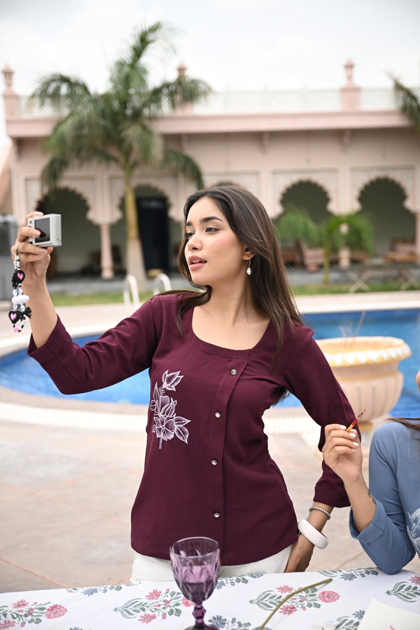 Iris Hand Printed Top- Plum - BURANSHH